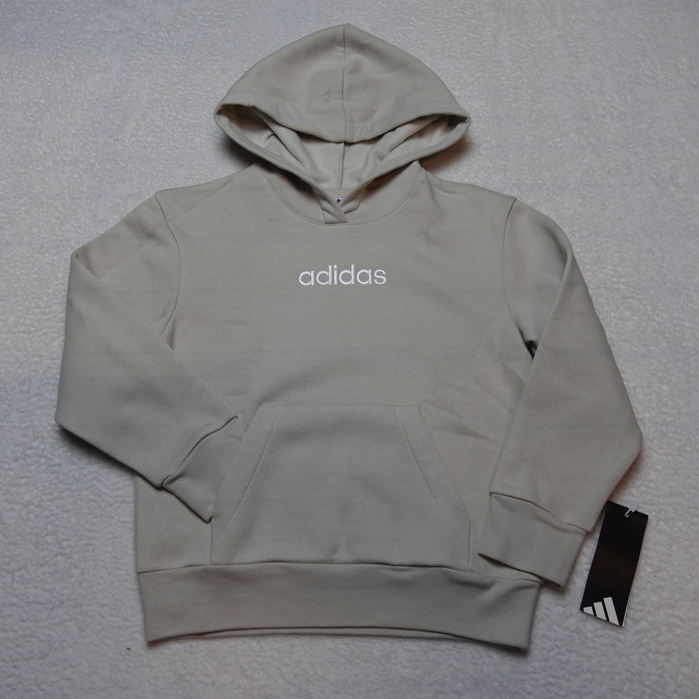adidas ESS Linear FLC Hooded PO Boys Size S 8 Natural Tan Fleece Hoodie KL0612